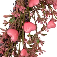 Northlight 18" Hearts And Rosebuds Artificial Heart Shaped Wreath