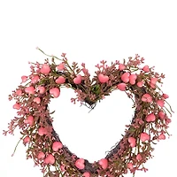 Northlight 18" Hearts And Rosebuds Artificial Heart Shaped Wreath