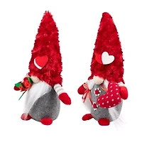 Northlight 12" Red And Gray Fuzzy Hat Valentines Day Gnome