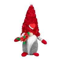 Northlight 12" Red And Gray Fuzzy Hat Valentines Day Gnome