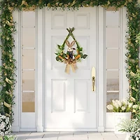 Northlight 22" Green And Orange Farmer Bunny Moss Vines Unlit Wreath