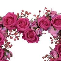 Northlight 16" Blooming Rose Buds Artificial Heart Shaped Wreath