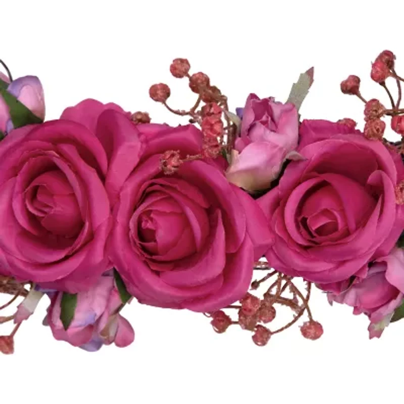 Northlight 16" Blooming Rose Buds Artificial Heart Shaped Wreath