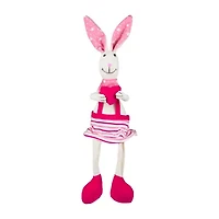 Northlight 17" Cream And Pink Sitting Girl Rabbit With Dangling Legs Easter Tabletop Decor