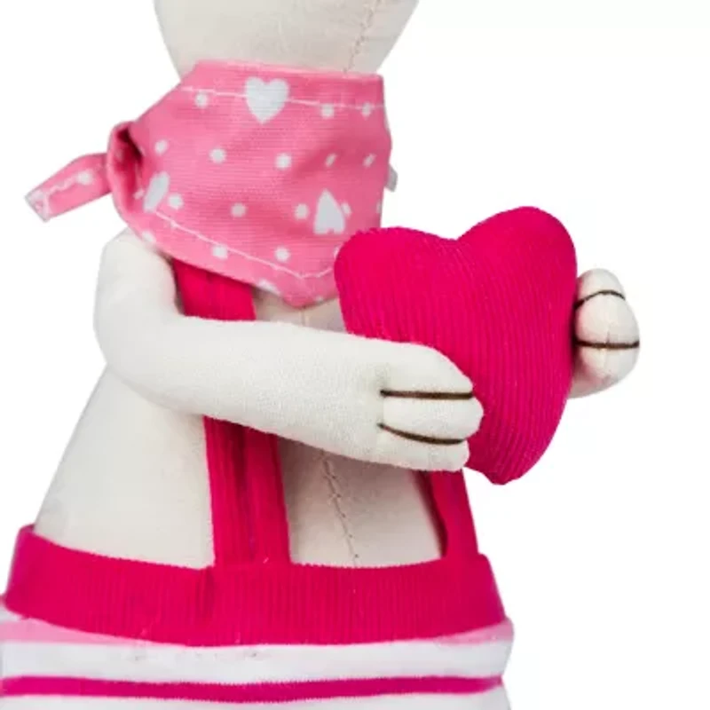 Northlight 17" Cream And Pink Sitting Girl Rabbit With Dangling Legs Easter Tabletop Decor