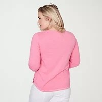 Alfred Dunner Womens Split Crew Neck 3/4 Sleeve T-Shirt