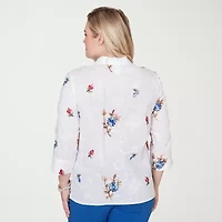 Alfred Dunner Womens 3/4 Sleeve Blouse