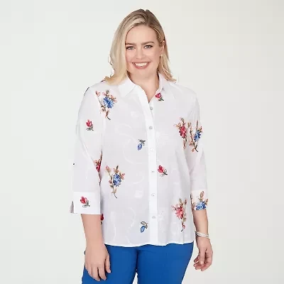 Alfred Dunner Womens 3/4 Sleeve Blouse