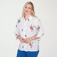 Alfred Dunner Womens 3/4 Sleeve Blouse