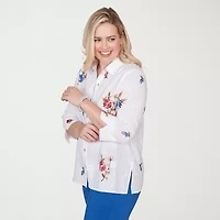 Alfred Dunner Womens 3/4 Sleeve Blouse