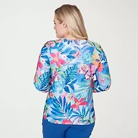 Alfred Dunner Womens Crew Neck 3/4 Sleeve T-Shirt