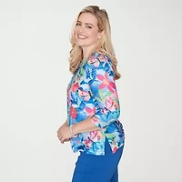 Alfred Dunner Womens Crew Neck 3/4 Sleeve T-Shirt