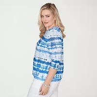 Alfred Dunner Womens Crew Neck 3/4 Sleeve T-Shirt