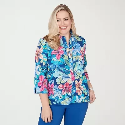 Alfred Dunner Womens 3/4 Sleeve Blouse