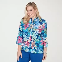 Alfred Dunner Womens 3/4 Sleeve Blouse
