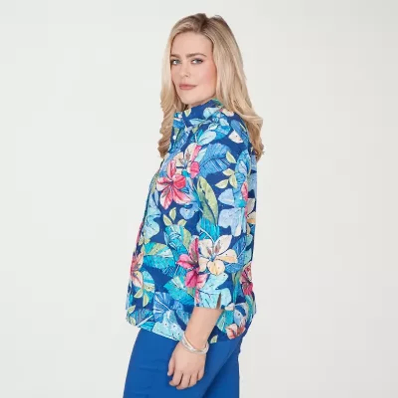Alfred Dunner Womens 3/4 Sleeve Blouse