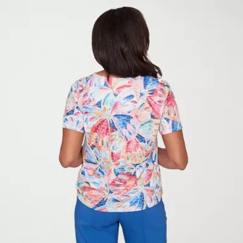 Alfred Dunner Womens Crew Neck Short Sleeve T-Shirt