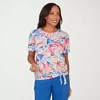 Alfred Dunner Womens Crew Neck Short Sleeve T-Shirt