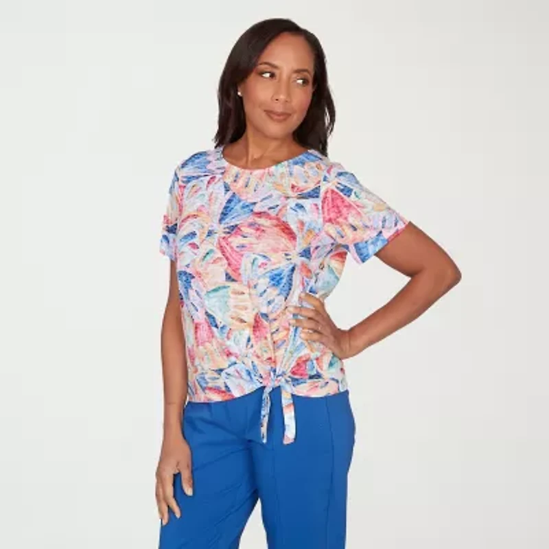 Alfred Dunner Womens Crew Neck Short Sleeve T-Shirt