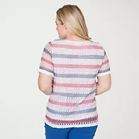 Alfred Dunner Womens Crew Neck Short Sleeve T-Shirt