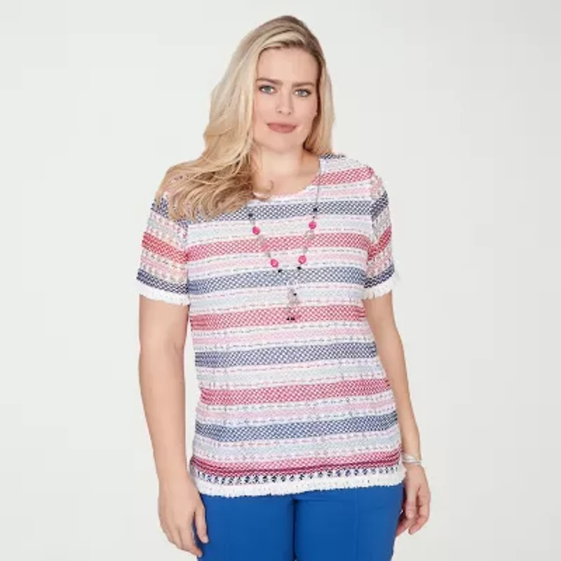 Alfred Dunner Womens Crew Neck Short Sleeve T-Shirt