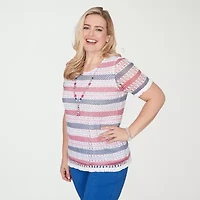 Alfred Dunner Womens Crew Neck Short Sleeve T-Shirt