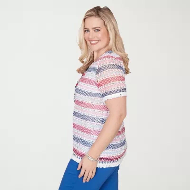 Alfred Dunner Womens Crew Neck Short Sleeve T-Shirt