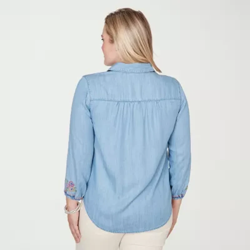 Alfred Dunner Womens 3/4 Sleeve Blouse