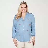 Alfred Dunner Womens 3/4 Sleeve Blouse