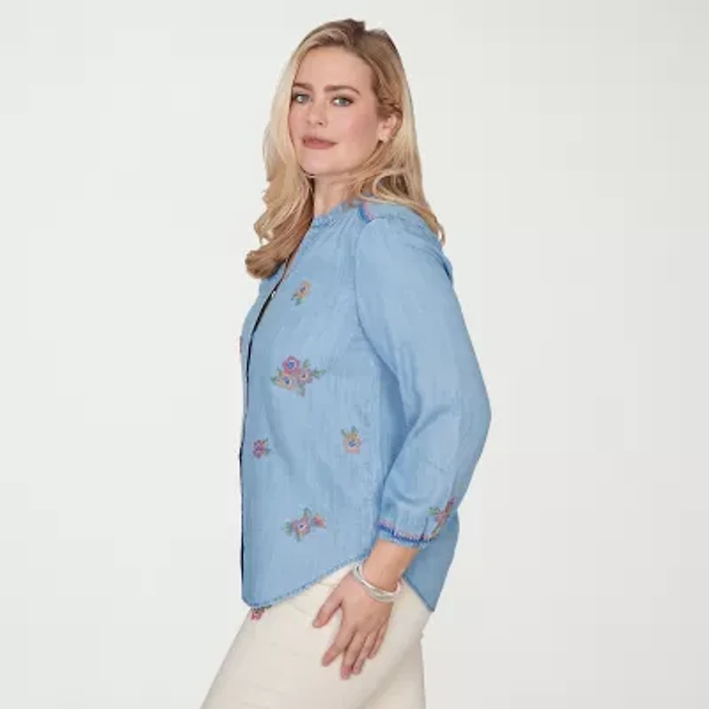 Alfred Dunner Womens 3/4 Sleeve Blouse