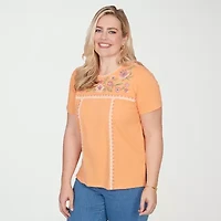 Alfred Dunner Womens Crew Neck Short Sleeve T-Shirt