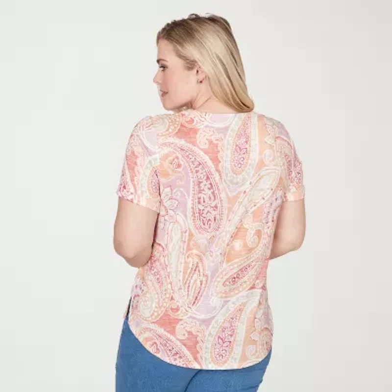 Alfred Dunner Womens Crew Neck Short Sleeve T-Shirt