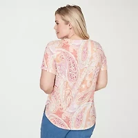 Alfred Dunner Womens Crew Neck Short Sleeve T-Shirt