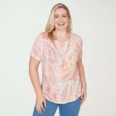 Alfred Dunner Womens Crew Neck Short Sleeve T-Shirt