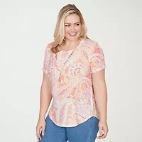 Alfred Dunner Womens Crew Neck Short Sleeve T-Shirt