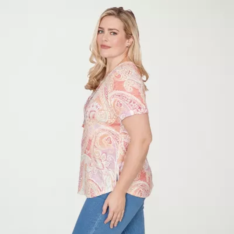 Alfred Dunner Womens Crew Neck Short Sleeve T-Shirt