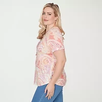 Alfred Dunner Womens Crew Neck Short Sleeve T-Shirt