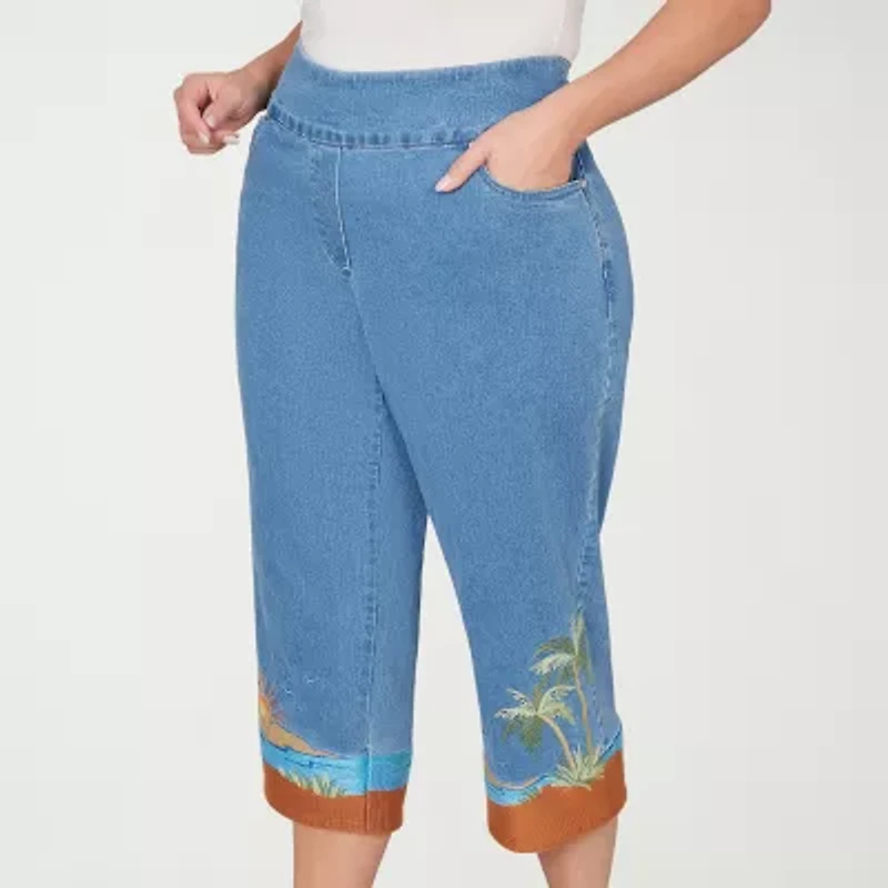 Alfred Dunner Womens Plus Straight Capri Pant