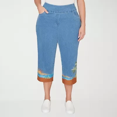 Alfred Dunner Womens Plus Straight Capri Pant