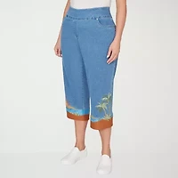 Alfred Dunner Womens Plus Straight Capri Pant