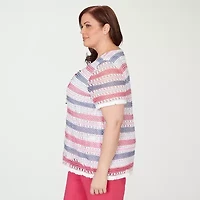 Alfred Dunner Womens Plus Crew Neck Short Sleeve T-Shirt