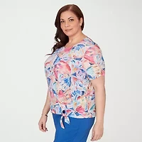 Alfred Dunner Womens Plus Crew Neck Short Sleeve T-Shirt