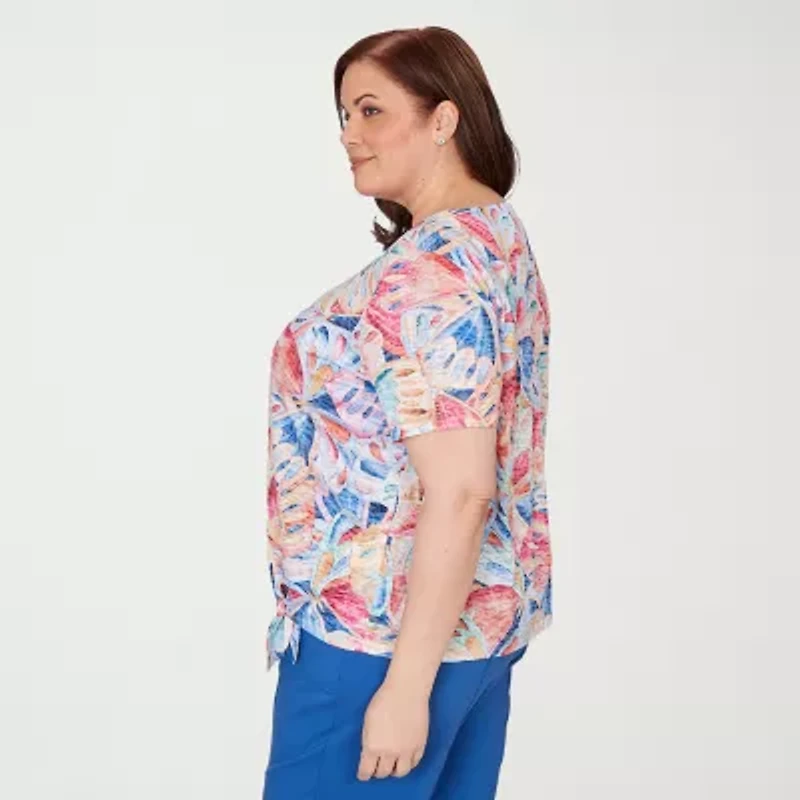 Alfred Dunner Womens Plus Crew Neck Short Sleeve T-Shirt