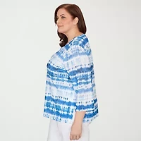 Alfred Dunner Womens Plus Crew Neck 3/4 Sleeve T-Shirt