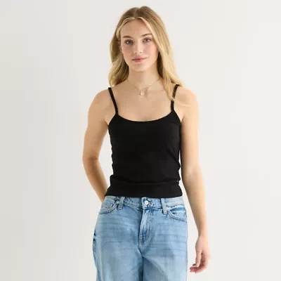 Arizona Womens Juniors Scoop Neck Sleeveless Tank Top