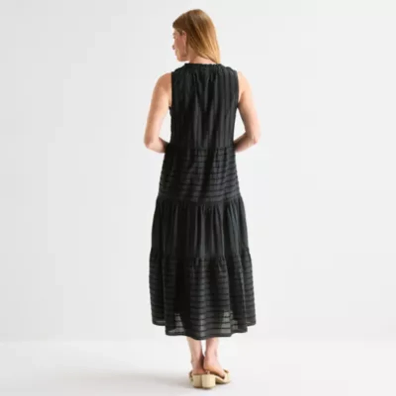 Liz Claiborne Womens Sleeveless Midi Peasant Dress