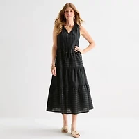 Liz Claiborne Womens Sleeveless Midi Peasant Dress