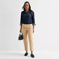 Liz Claiborne Womens Fitted Long Sleeve Regular Fit Button-Down Shirt