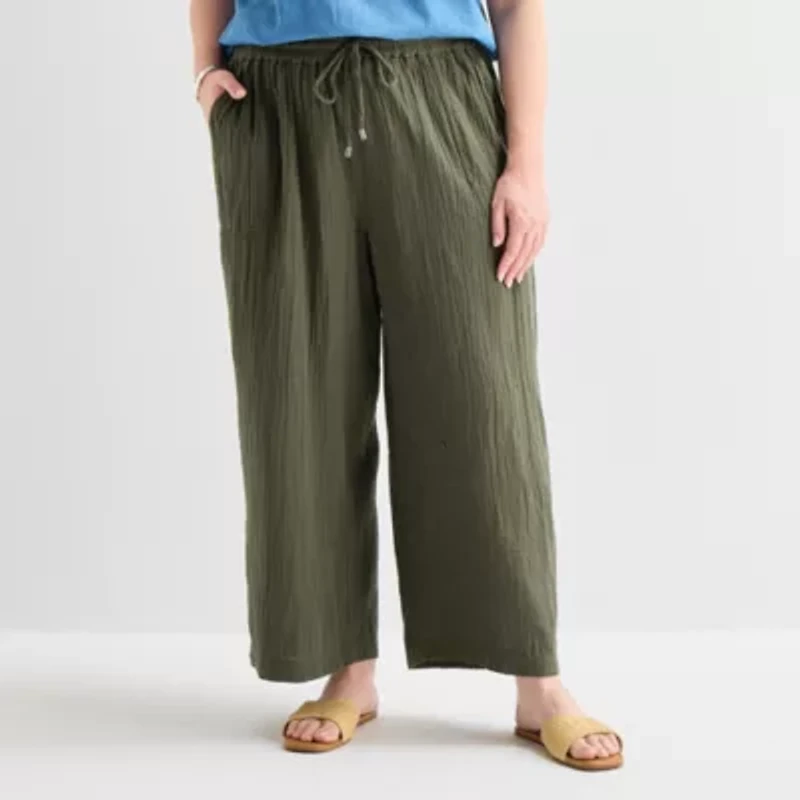 St. John's Bay Womens Plus Straight Cropped Pant