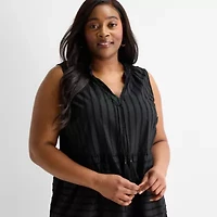 Liz Claiborne Womens Plus Sleeveless Midi Peasant Dress